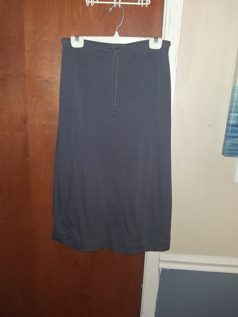 New York & Company Grey Drawstring Pull-On Midi Skirt